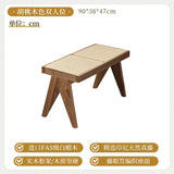 Solid Wood Rattan Home Shoe Changing Stool Modern Nordic Homestay Rattan Chair Simple Tailstock Dining Table Bench