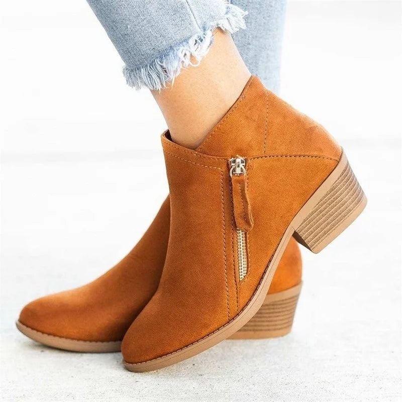 Women Booties 2023 Autumn Suede chelsea Boots Women Fashion Size 43 Platform Boots Side Zipper Heeled Ankle Boots Botas De Mujer