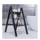 3 Step Folding Step Stool Anti-slip Wide Pedal 330lbs Aluminum Alloy Multifunction Step Ladder Storage Shelf Flower Pot Stands