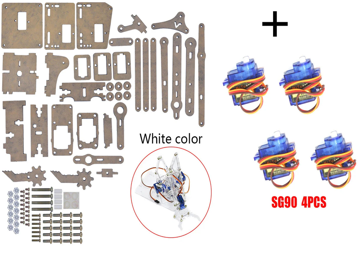 SG90 4 DOF Unassembly Acrylic Mechanical Arm Bracket Robotic Manipulator Claw For Arduino UNO Learning DIY Kit Programmable Toys