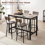 4-piece Set of Tables and Chairs, Industrial Bar Table with Stool Behind The Sofa, Living Room Breakfast Bar Set