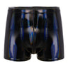 Mens Patent Leather Shorts Dance Performance Clubwear Wet Look Pants Elastic Waistband ShortsBulge Pouch Boxer Briefs Shorts