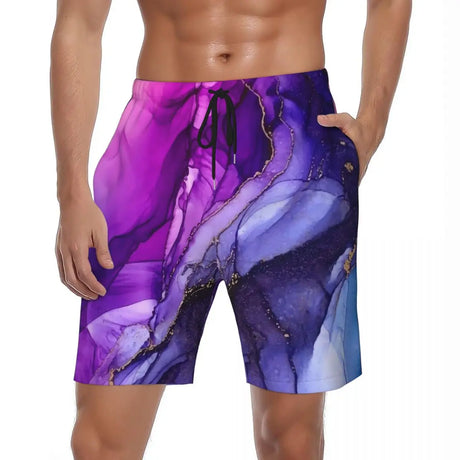 Man Board Shorts Rainbow Ombre Vintage Swimming Trunks Gradient Quick Dry Sports Fitness Hot Sale Plus Size Beach Short Pants