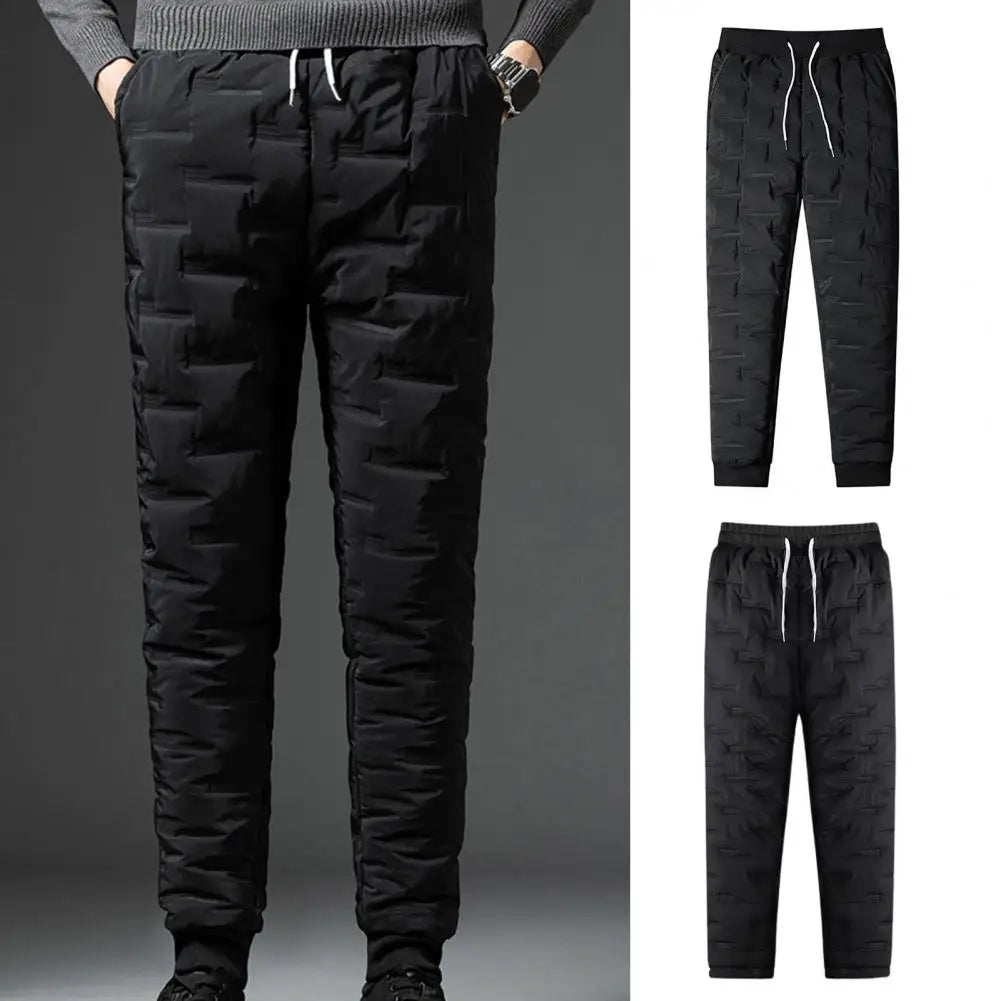 White Duck Down Padded Thicken Winter Warm Down Pants Men Joggers Sportswear Sweatpants Thermal Down Trousers Lovers M-4XL