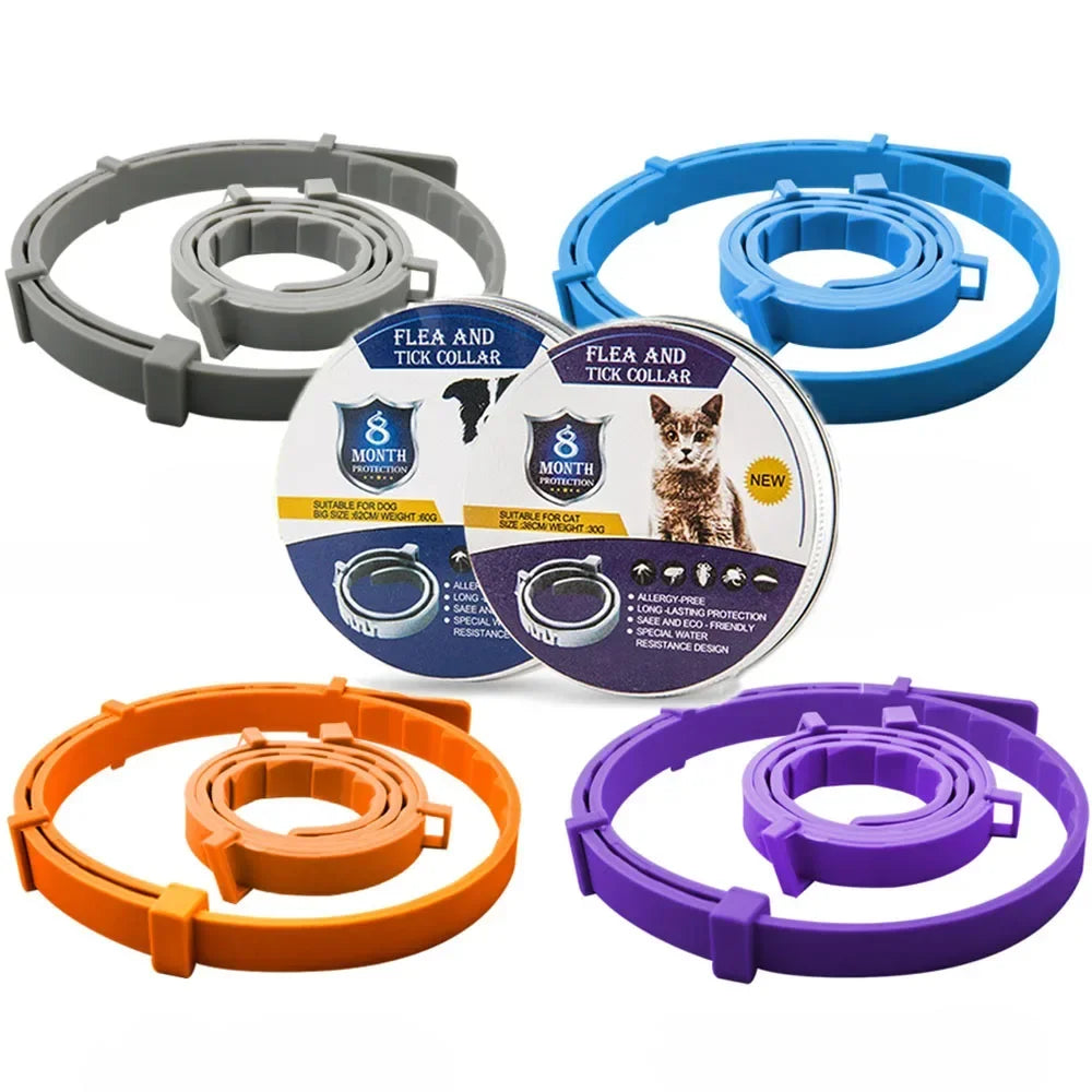 Adjustable Dog & Cat Collar Flea & Tick Prevention Pet Collar Pest Control Protect Rubber Flea Killer Collar Pet Cat Accessories