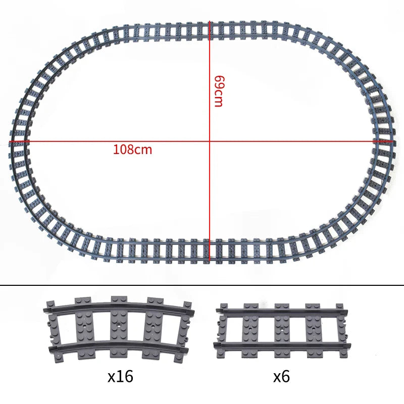 MOC Railway Track For Train Tracks Straight Curved Soft Rails Track Building Block Bricks DIY Trains Rail Boys Toys For Children