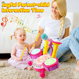 Kids Drum Set Toddlers Musical Baby Educational Instruments Toys for Toddlers Girl Microphone Learning Activities Gifts