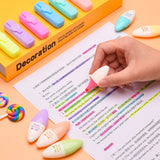 6 Pcs/Lot Capsule Eggplant Shape Cartoon Highlighters School Stationery Students Drawing Supplies Kawaii Mini Paint Marker Pen