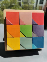 Big size Wooden  Blocks Lime Rainbow  Building Stacking Castel Step Shape Cubes Corner Stones for Kids Creative Play