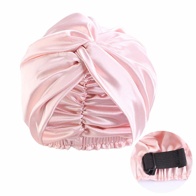 New Women Satin Sleep Night Cap Adjustable Double Layer Nightcap Twist Turban Cap Bandana Beauty Chemo Caps Bonnet Hair Care Hat