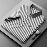 High-end Light Luxury Mercerized Short Sleeve Cotton Striped Polo Shirt Men's Summer New Youth Korean Casual T-shirt Men's M-4XL