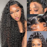 13x4 Hd Kinky Curly Lace Frontal Human Hair Wigs Pre Plucked Brazilian Glueless Water Wave 4x4 Lace Closure Wigs Ready To Wear