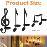 4Pc Music Note Candle Holder Black Music Note Wall Sconce Vintage Art Musical Note Style Candle Holders Iron Candle Holder Decor