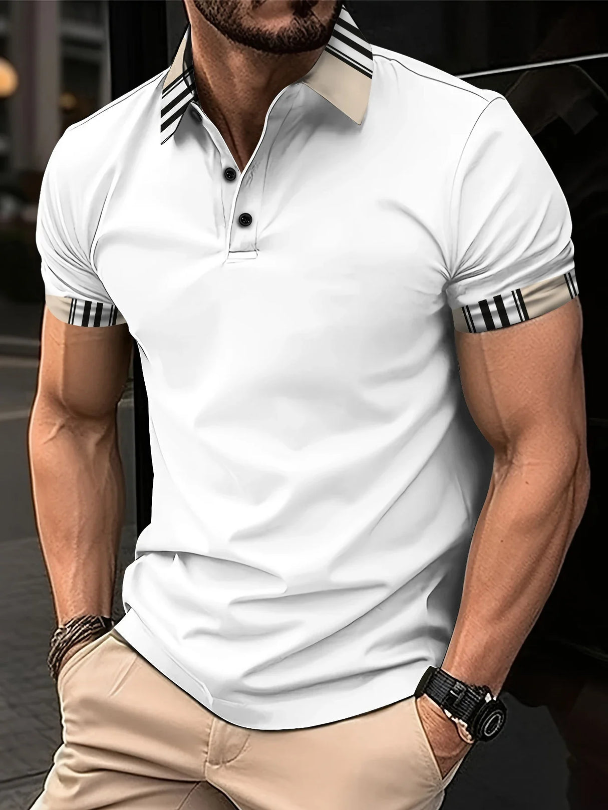 Euro size Fashion Boutique Men's Polo Shirt Summer Casual Business Versatile Clothing Comfortable Breathable Polo sleeve Top