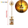 1:12 Dollhouse Miniature LED Ceiling Lamp Gold Chandelier Droplight Lighting Lights Battery Operated Furniture Model Decor Toy