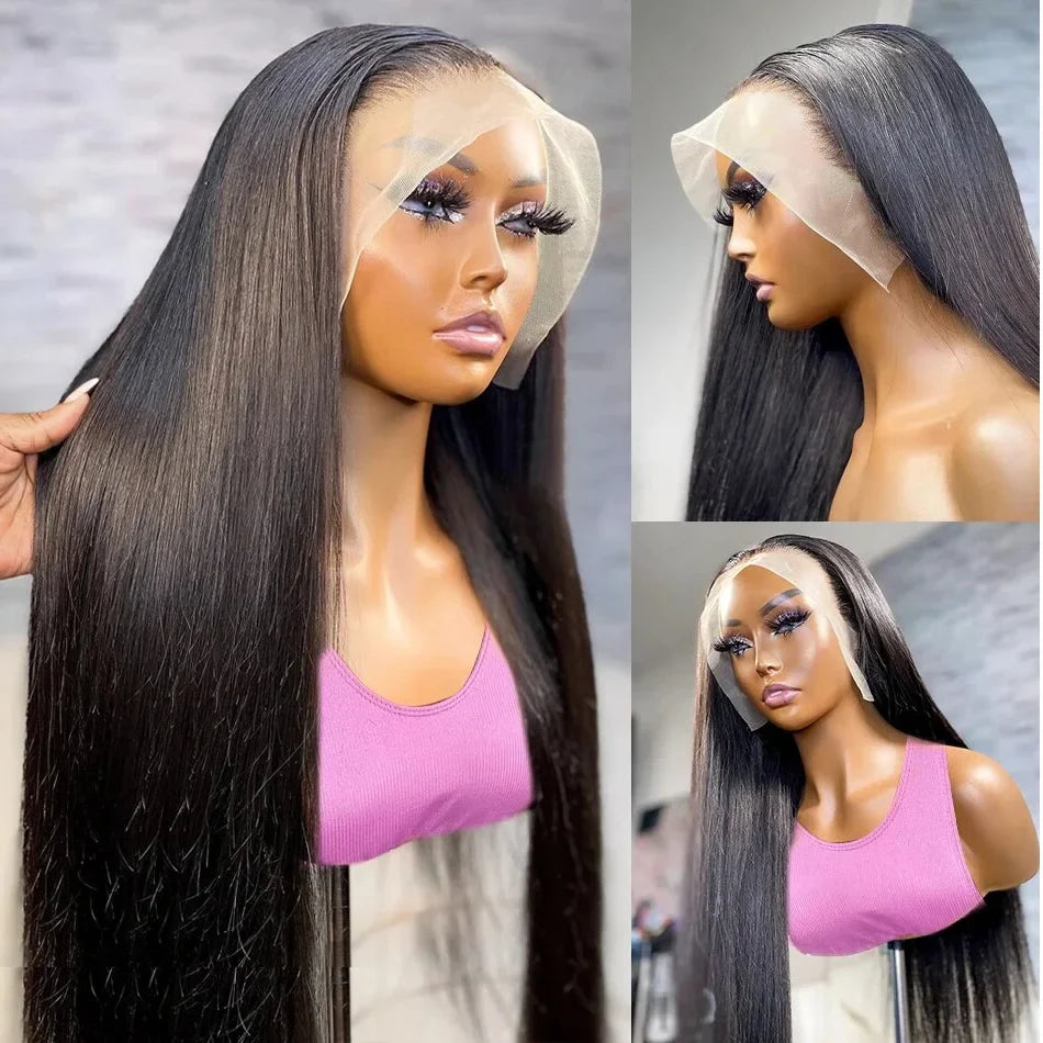 30 Inch Lace Front Wig Brazilian Bone Straight Human Hair Wig HD Transparent 13X6 Lace Frontal Wig 4X4 5x5 Closue Wigs For Women