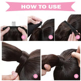 CATWO Ponytail Human Hair Wrap Around Bone Straight Brazilian Remy Hair Extensions 8-30 Inches Clip Ins Natural Color Hairpiece