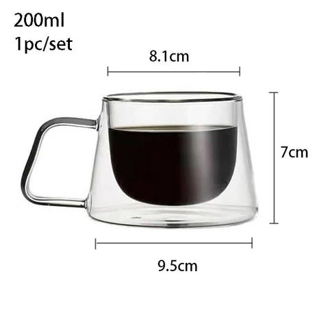 YWDL 200ml Double Wall Glass Coffee Mug Heat-resistant Espresso Cup Thermo Insulated Cup For Latte Cappuccino Tea Drinkware Set