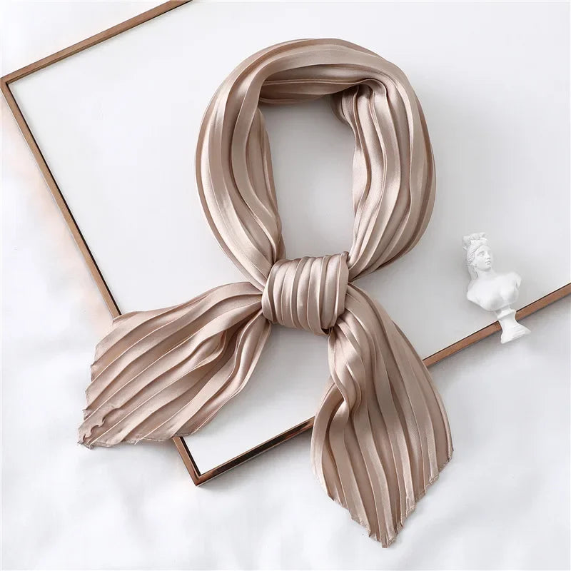 2023 Brand Crinkle Scarf Women Silk Satin Square Neck Tie Hand  Wirst Female Headscarves Bandana Shawl  Leopard Hair Foulard