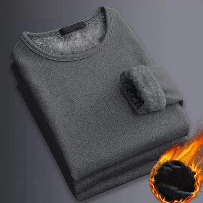 Ammug 2023 New Warm Underwear for Men's Autumn Wear Underlay Winter Round Neck Long Sleeve Plush Thickened Men's T-shirt Top