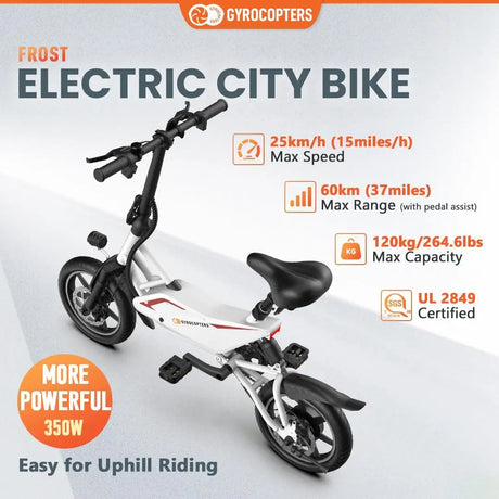 Electric Bike for Adults Folding City Ebike | 350W Brushless Motor | 14-inch Tires E-bike Speed up to 25kmph 36V Battery