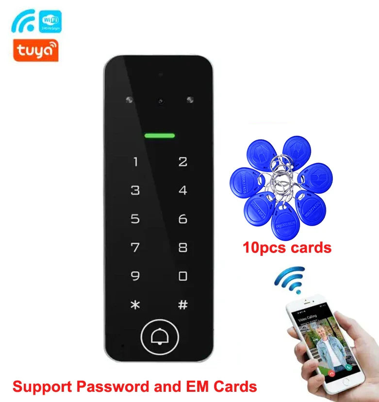 IP65 Waterproof WiFi Tuya App Remote Control keypad Rfid Card Door Access Control System Smart Video Door Phone Intercom Access