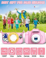 Kids Selfie Camera New Cartoon HD Kids Digital Video Cameras Toys with 32GB SD Card for Children Christmas Birthday Gifts