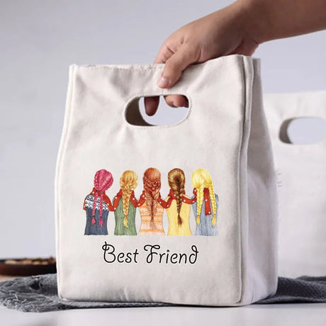 Cartoon Canvas Handbag Insulation Lunch Bags Portable Insulated Cooler Bento Lunch Box Tote Women Picnic Storage Bag Pouch Kids