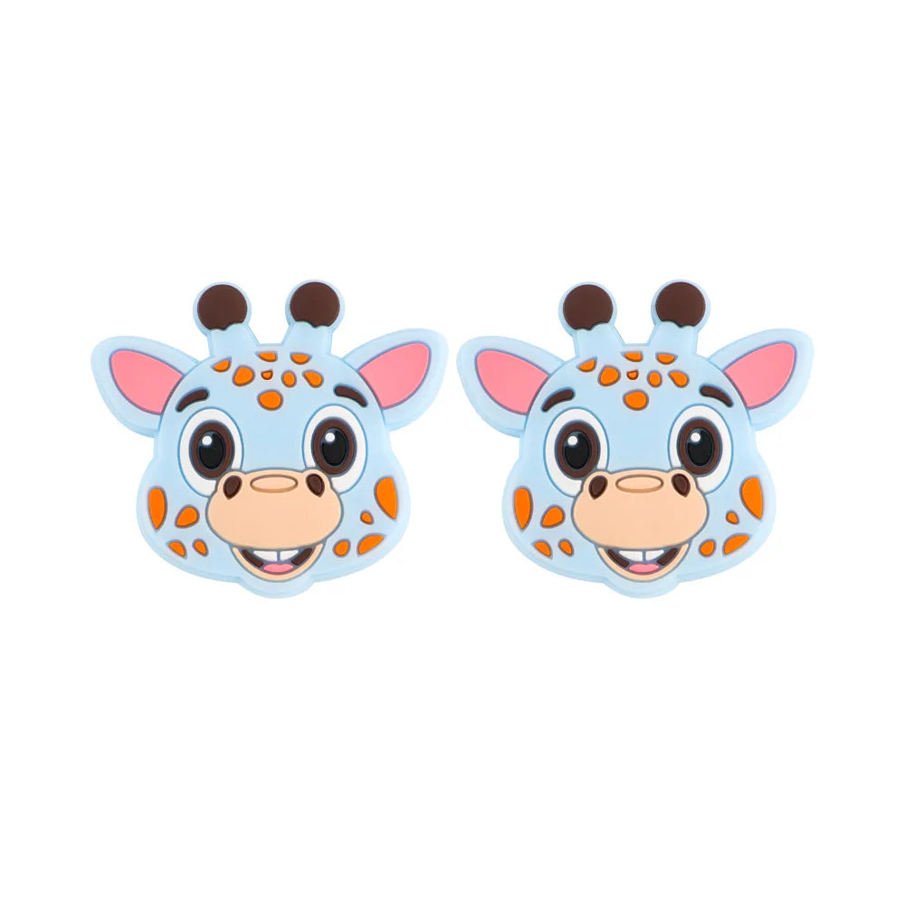 5/10 Pieces Brand New Giraffe Head Silicone Animal Beads Food Grade DIY Pacifier Chain Accessories Baby Toys BPA Free