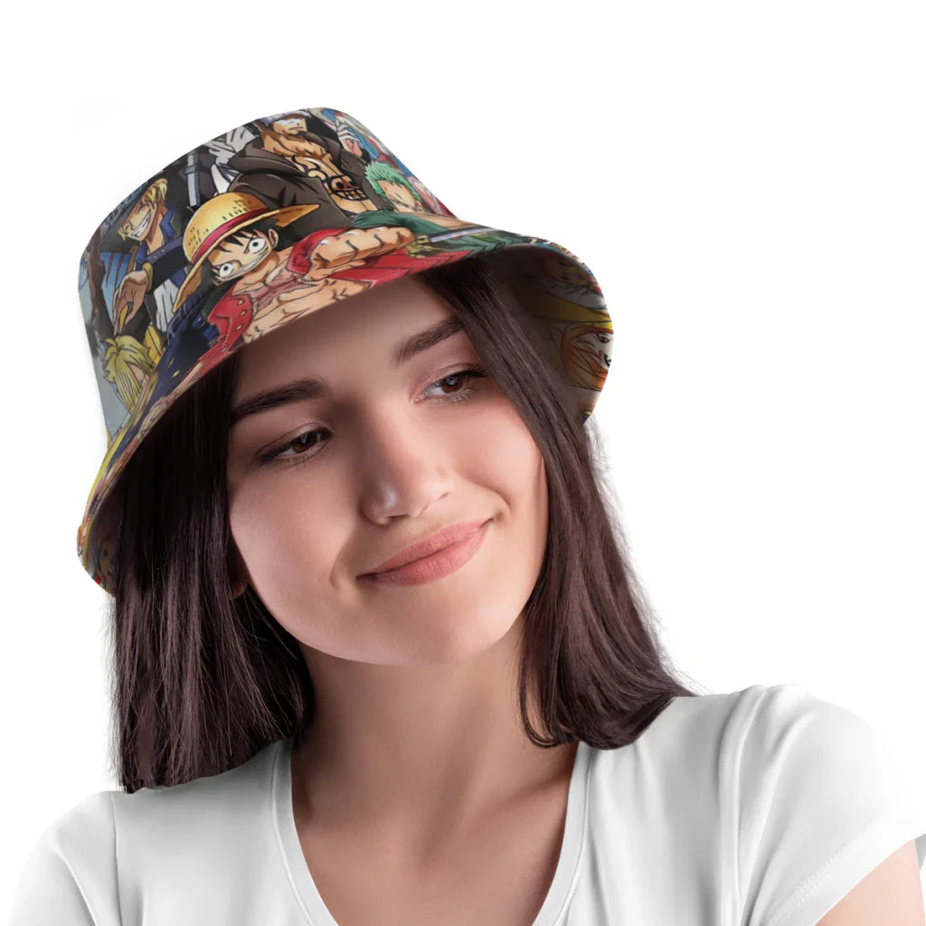 ONE PIECE Monkey D. Luffy CHARACTERS  Bucket Hat For Women Men Teenager Foldable Bob Fishing Hats Panama Cap Autumn