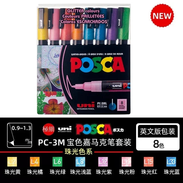 Japan Posca Marker Pen Set Non-Toxic Utilies Escolares Used On Multiple Materials Paper Cloth Glass Canvas Ceramic Plastic Safe