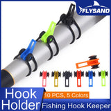 FLYSAND Plastic Fishing Hook Keeper Holder Hooks Keeper For Fishing Rod Pole Fishing Lures Bait Safety Holder 5 Colors 10PCS