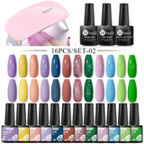 Mtssii  13/16Pcs Gel Nail Polish Set With 36W UV Lamp Dryer Manicure Kit Semi Permanent Soak Off Base Top Coat Nail Art UV Gel