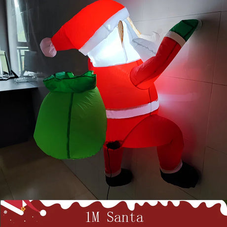 6 FT Tall Christmas Inflatable Hanging Santa Santa with Gift Bag Decorations Blow Up Climbing Santa with LED Lights Outdoor Toys