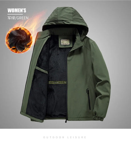 winter Windproof Jacket Men's Military Fleece-lined Thickened Warm Aviator Parka Outdoor Camping Waterproof Men's Hooded Coat