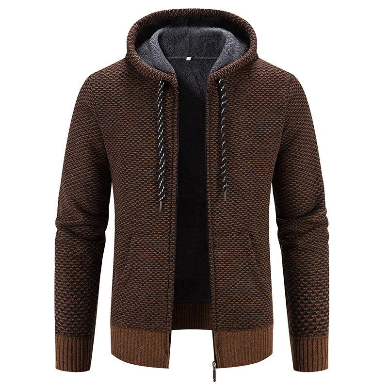 Male Knitted Casual Jackets with Hood Men's Sweater Coat Y2K Hoodies Korean Streetwear Baseball Jumpers Jersey Top Clothing