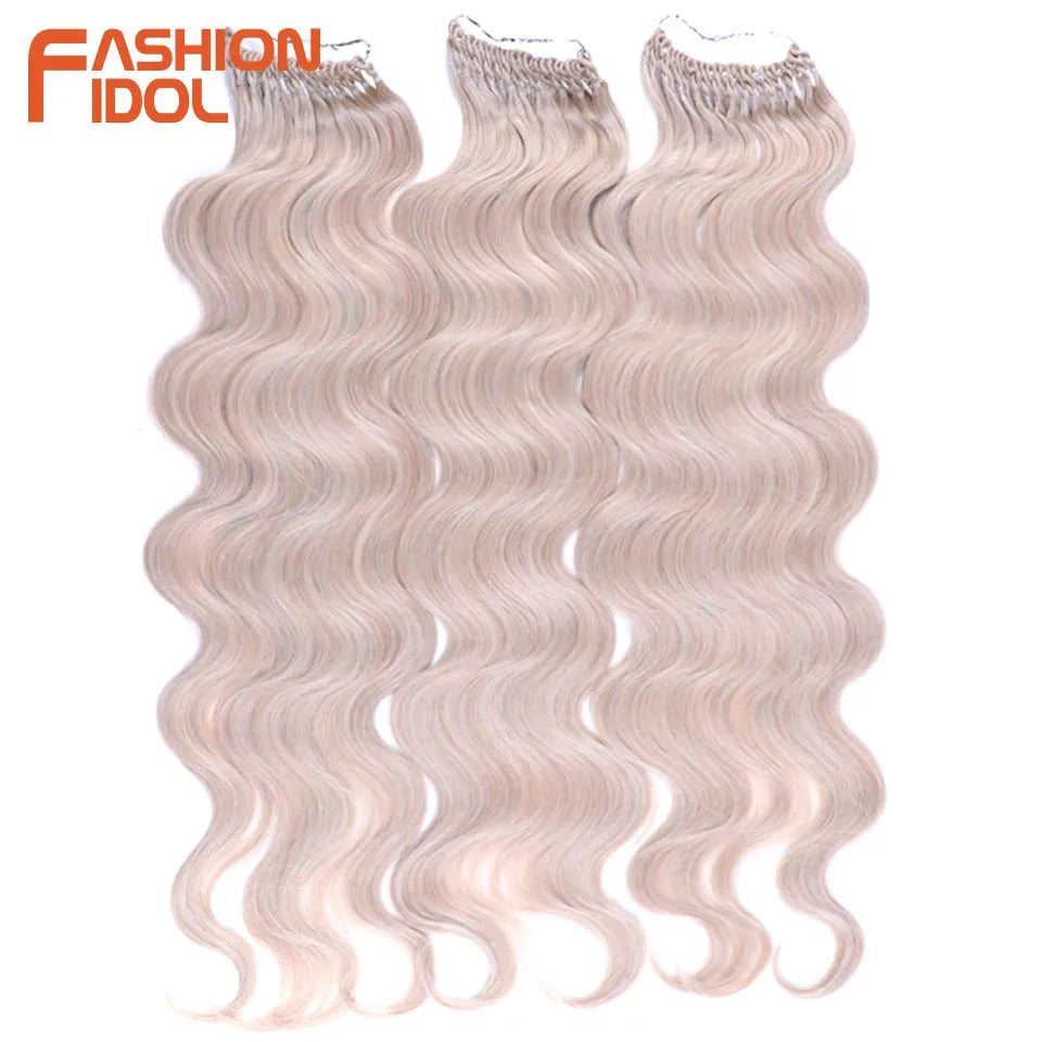 FASHION IDOL 24 Inch Body Wave Crochet Hair Synthetic Goddess Crochet Braids Natural Wavy Ombre Blonde Braiding Hair Extensions