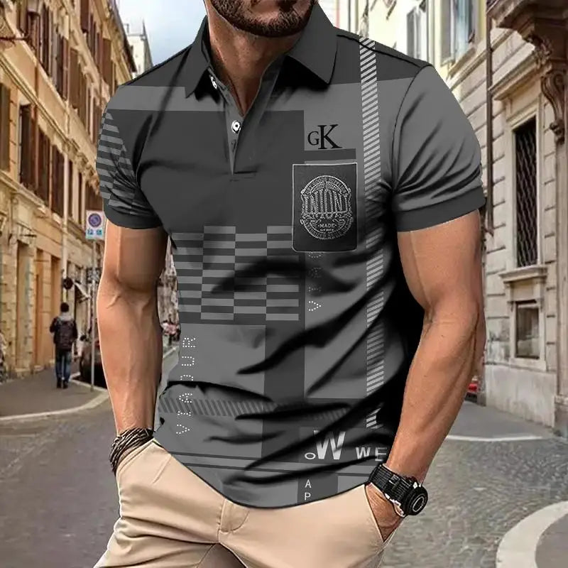 Striped Polo Shirt Men Polo Shirt Short Sleeve Top Casual Business Polo Shirt Men's Summer Clothing Quick Dry Fashion Polo Shirt