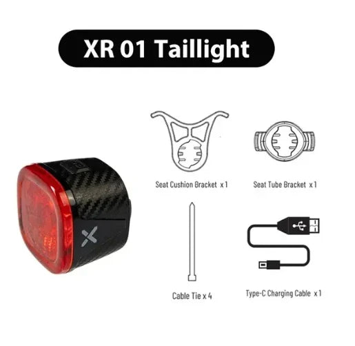 Xoss XR01 Bicycle Rear Light Auto Brake Sensing Led Charging Waterproof  Intelligent Automatic Tail light Bike Accessories