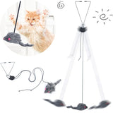 Cat Interactive Toy Cat Toy Filled Mouse Toy Hanging Door Telescopic Cat Grab Rope Mouse Kitty Stick Pet Supplies