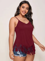 Finjani Plus Size Women's Cami Slip Shoulder Fringe Hem Cami Cover Up Casual Clothing For Summer New