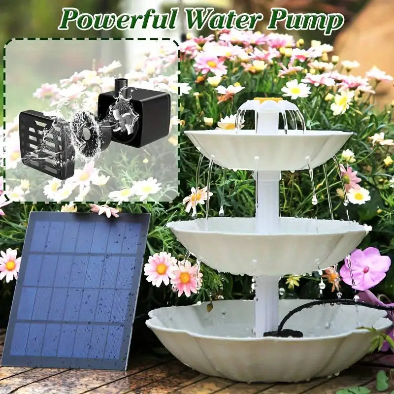 Solar Bird Bath Water Fountain Detachable DIY Water Landscaping Fountain For Bird Bathing Garden Decoration, Outdoor Bird Feeder