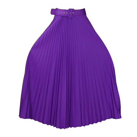 Plus Size Casual Elegant Solid Color Waistband High Waist Large Skirt Hem Medium Length Pleated Temperament Draped Skirt