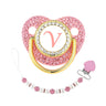 Pink Newborn Pacifier Clip Chain 26 Letters Baby Dummy Soother Holder Silicone Princess Infant Teether Nipple BPA Free