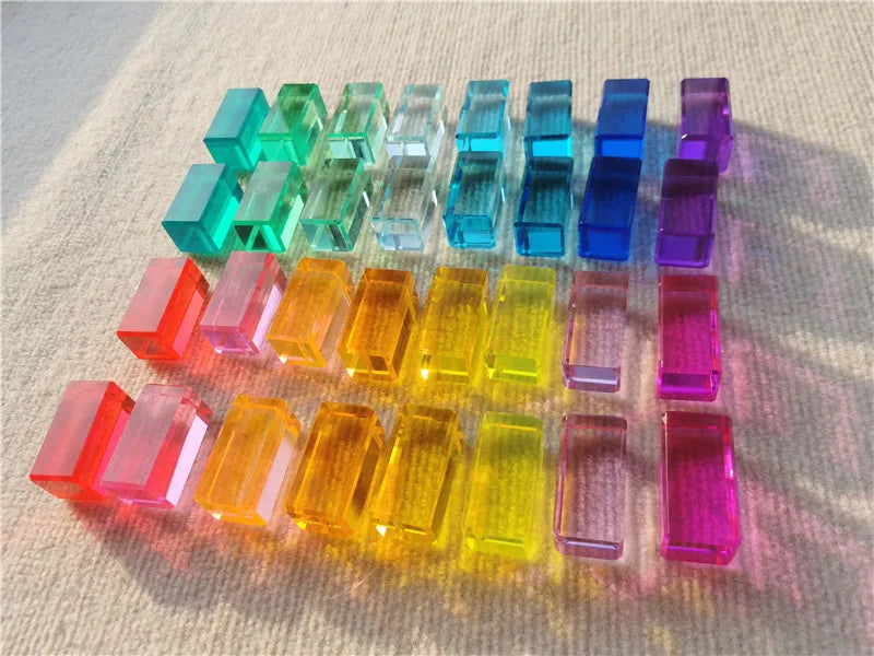 New Design Montessori Toys See Through Rainbow Lucite Stacking Blocks Acrylic HighTransparent for Kids Open Play