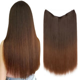 Synthetic Hair Extension No Clip Natural Hair Piece Ombre Fake False One Piece Straight Hairpiece Blonde For Women