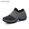 Women's Walking Shoes Fashion Air Cushion Thick Bottom Sneakers Slip-on Lightweight Breathable Casual Shoes