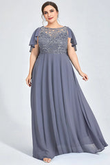 Plus Size Chiffon Sequin Cape Tunic Maxi Dress Elegant Wedding Guest Dress Pleated High Waist Formal Cocktail Bride Dresses