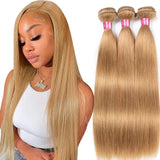 #27 Honey Blonde Human Hair Bundles Virgin Cheap 28 30 32 Inch Straight Hair Bundles Brazilian Colored Hair Weave Bundles