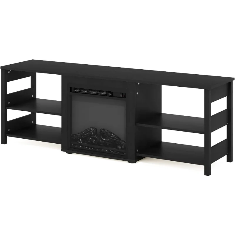 Furinno Classic 70 Inch TV Stand with Fireplace, Americano